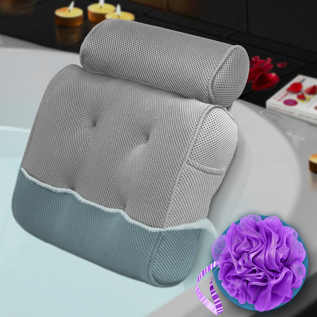 Bathtub Pillow Rest Bubble Bath White Grey Cushion Soft Luxury Spa
